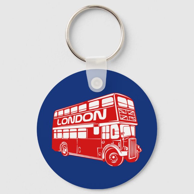London Bus button Key Ring (Front)