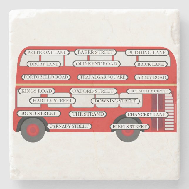 London Bus & Famous Street Names Stone Coaster (Front)