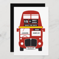 London Bus Save the Date card Black