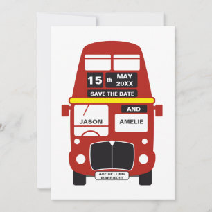 London Bus Save the Date card personalised