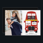 London Bus Save the Date card Photo Black<br><div class="desc">Red London Bus Save the Date card. A great way to announce your wedding!</div>