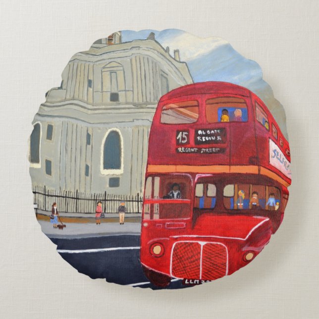 London Bus Throw Pillow (Front)