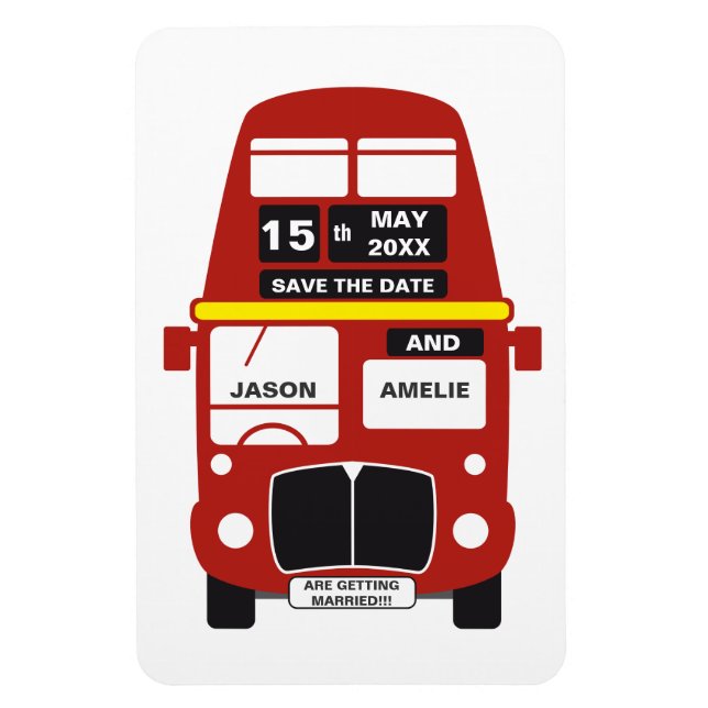 London Bus Wedding Save the Date Magnet (Vertical)