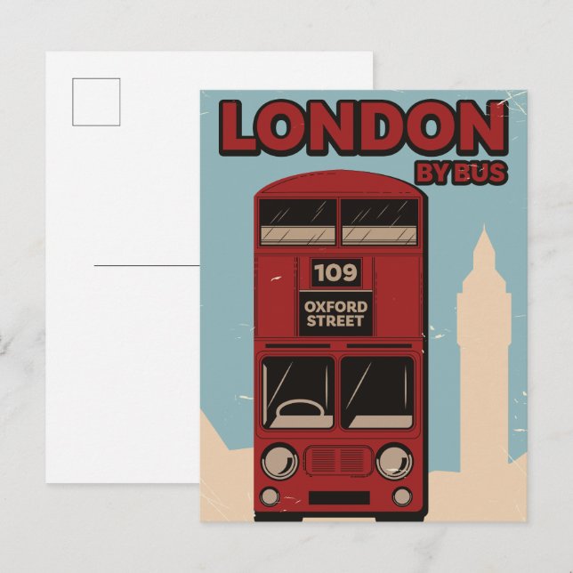 London By Bus Invitation Postcard (Front/Back)