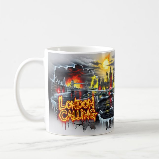 London Calling Fire Ice Chaos Apocalypse Mug (Left)