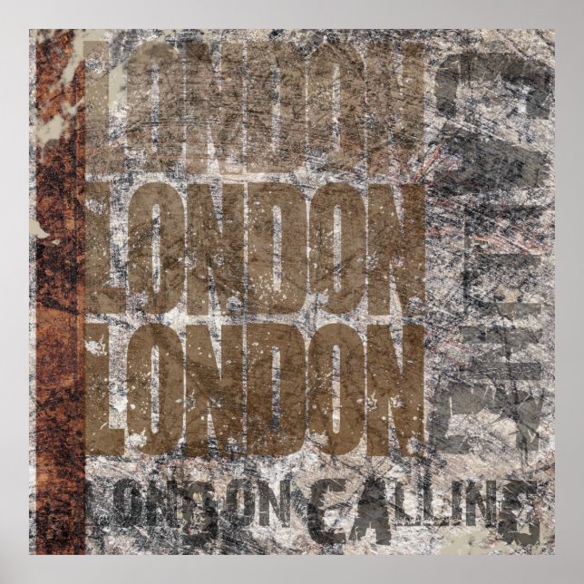 London Calling Graphic Grunge Art Design Poster (Front)