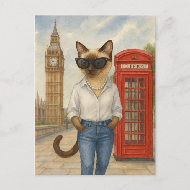 London Cat is walking in London Big Ben  Postcard (Front)