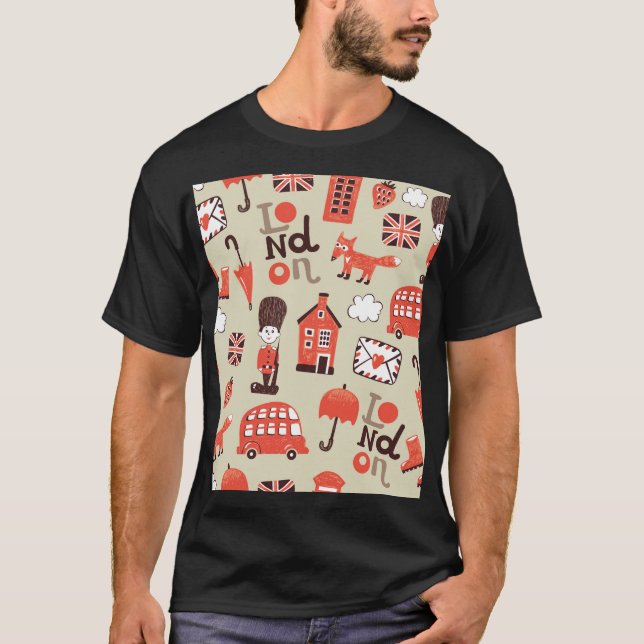 London Childish: Funny Pattern Design T-Shirt (Front)