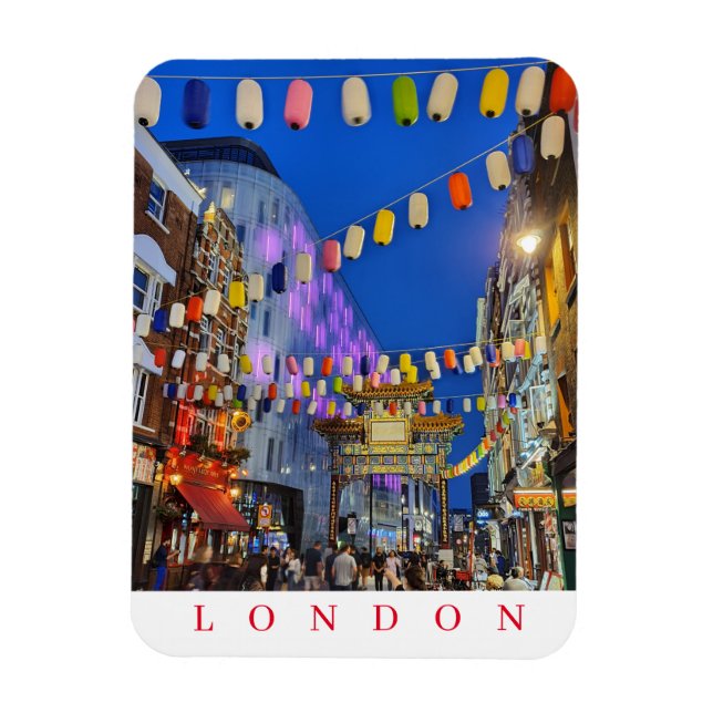 London Chinatown at night fridge magnet (Vertical)