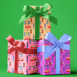 London Christmas Colourful Pattern Background Wrapping Paper Sheet<br><div class="desc">This unique Christmas London illustration on three different colour backgrounds showcases all the iconic London landmarks beautifully decorated for the holiday season, featuring festive lights, wreaths, and snow-covered rooftops. The pattern includes famous sights like Big Ben, the London Eye, Tower Bridge, and red double-decker buses, and the Royal Guard standing...</div>