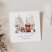 London Christmas Watercolor City Scene