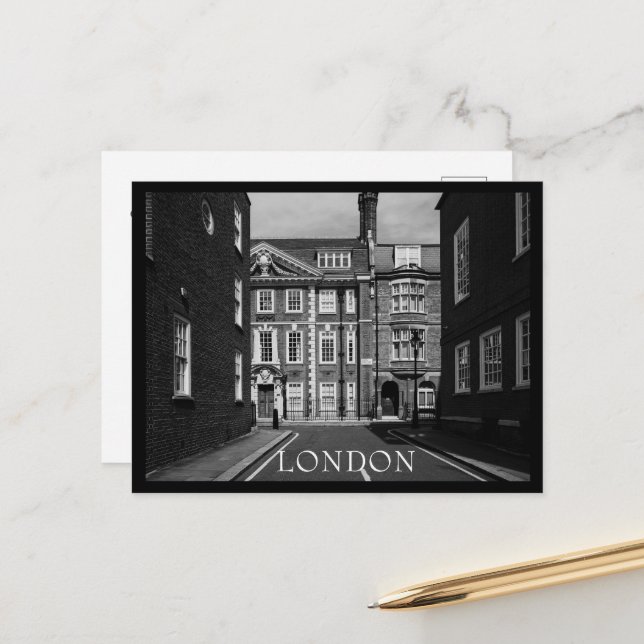 London City Black and White Custom Text Postcard (Front/Back In Situ)