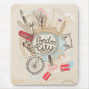London City Doodle Art Mouse Pad