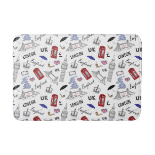 London City Doodles Pattern Bath Mat
