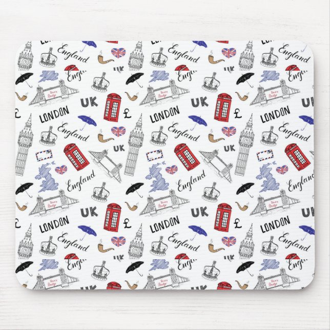London City Doodles Pattern Mouse Pad (Front)