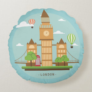 London City Illustration Round Cushion
