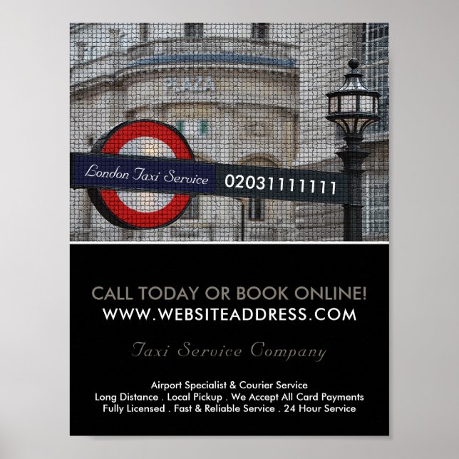 London City Mosaic Effect Taxi Sign Advertising (Front)