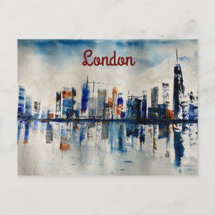 London City Skyline Abstract Painting Poster Postcard