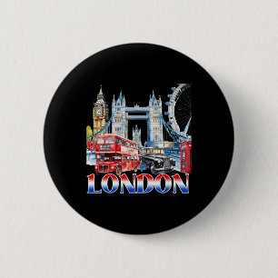 London City Souvenir Vintage British Vacation Vibe 6 Cm Round Badge