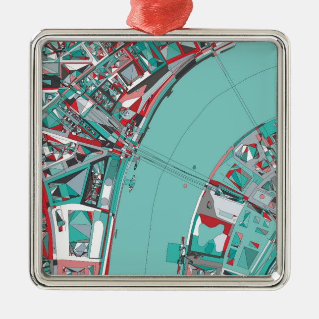 London City Structure Map Metal Tree Decoration (Front)