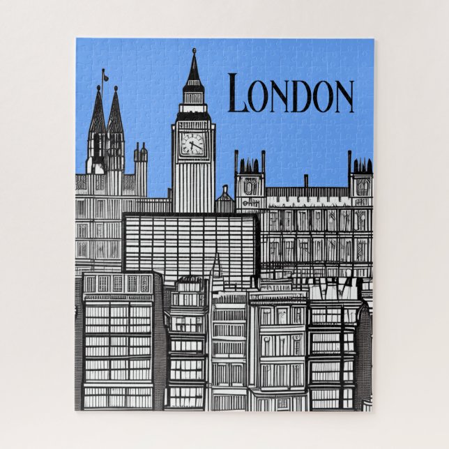 London Cityscape Black and White  Jigsaw Puzzle (Vertical)