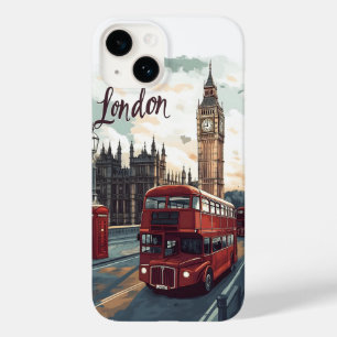 London Cityscape with Double-Decker Bus & Big Ben Case-Mate iPhone 14 Case