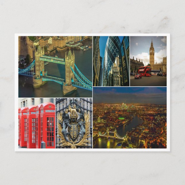 london collage uk city travel cityscape postcard (Front)