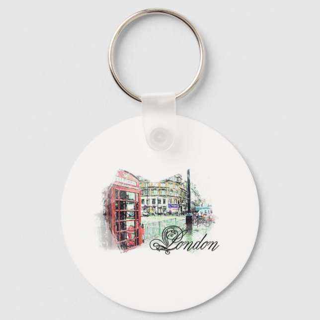 London Coloured Sketch Key Ring (Front)