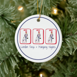 London Days & Mahjong Nights Personalised Gift Ceramic Tree Decoration