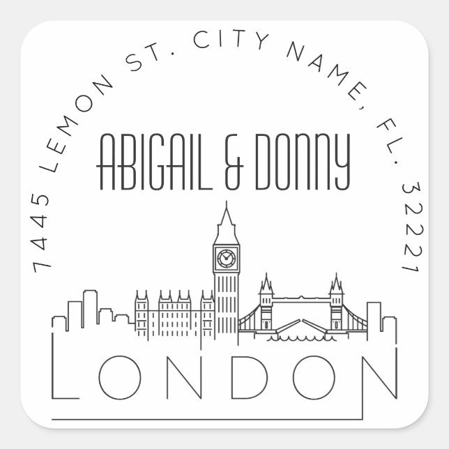 London Destination Wedding Square Sticker (Front)