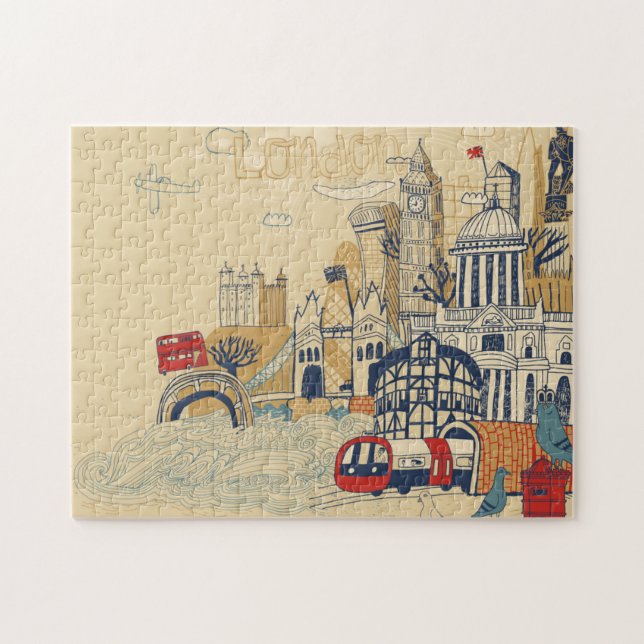 London Doodle Scene Jigsaw Puzzle (Horizontal)