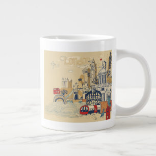 London Doodle Scene Large Coffee Mug