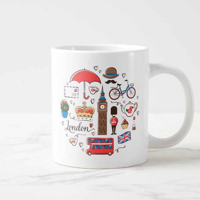 London Doodles Large Coffee Mug (Right)