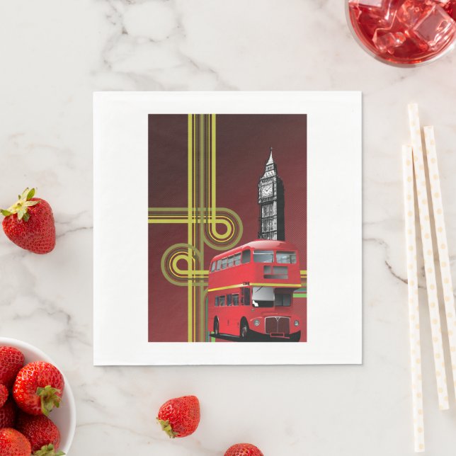 London Double Decker Bus Napkins (Insitu)