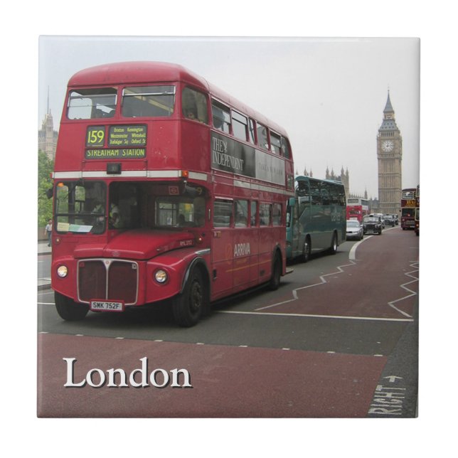 London Double-decker Bus Personalised Tile (Front)