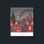 London Elevations by Night - Red Canvas Print<br><div class="desc">London Elevations by Night Red by Fab Funky. Features famous landmarks of London at nighttime in a red and grey colour scheme.</div>