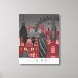 London Elevations by Night - Red Canvas Print