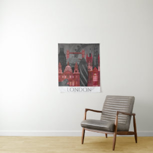 London Elevations by Night - Red Tapestry
