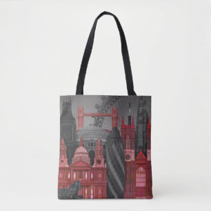 London Elevations by Night - Red Tote Bag