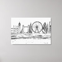 London England Art Bridge Skyline Vintage