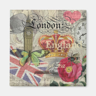 London England Artwork Vintage Travel Print Magnet