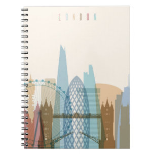 London, England City Skyline Spiral Notebook