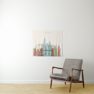 London, England   City Skyline Tapestry