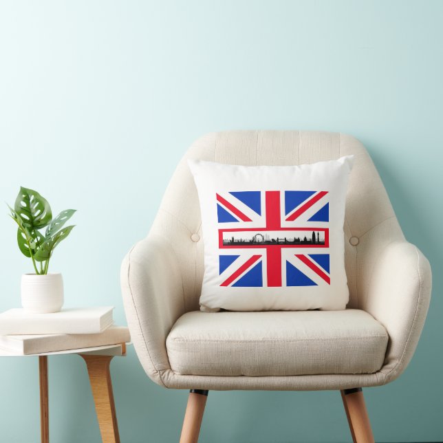 London England City Skyline Union Jack Flag Pillow (Chair)