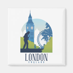 London England Cityscape Vintage Travel Photo Magnet