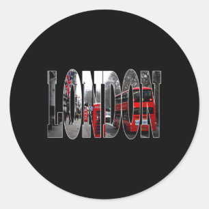 London England Flag Phonebooth Double-Decker Bus Classic Round Sticker