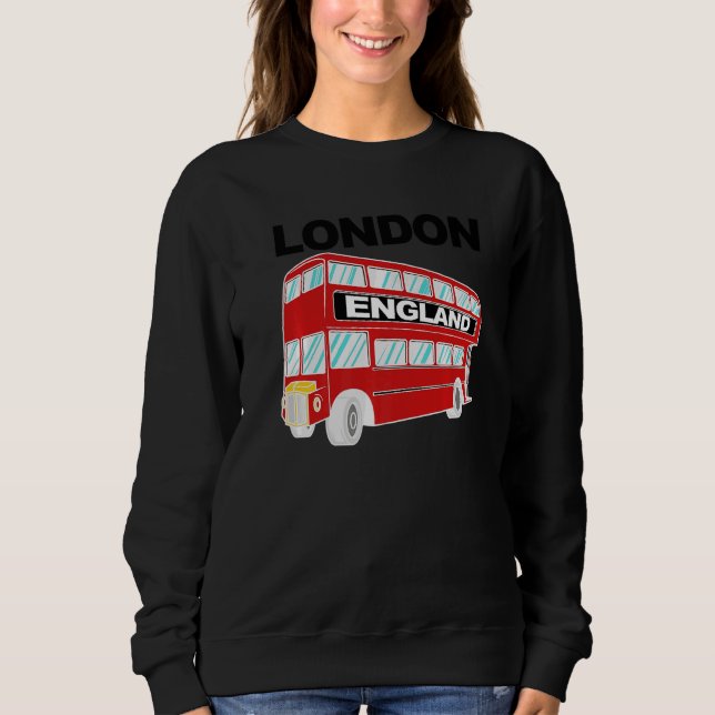 London England  Kids Men Women Double Decker Bus Sweatshirt (Front)