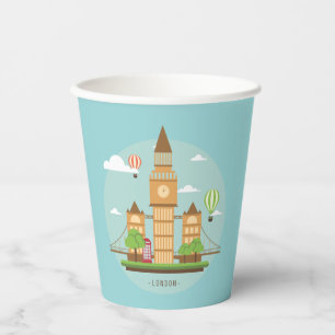 London England Landmarks Paper Cups Party