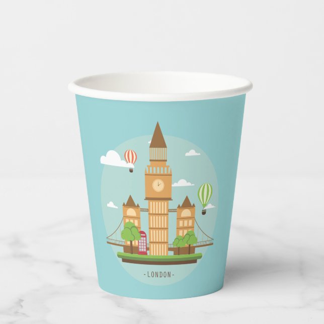 London England Landmarks Paper Cups Party (Front)