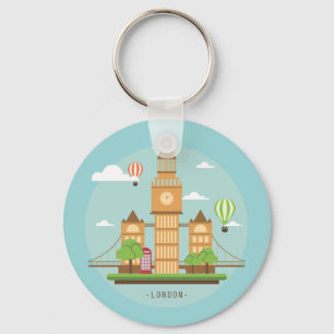 London England Landmarks Stickers Key Ring